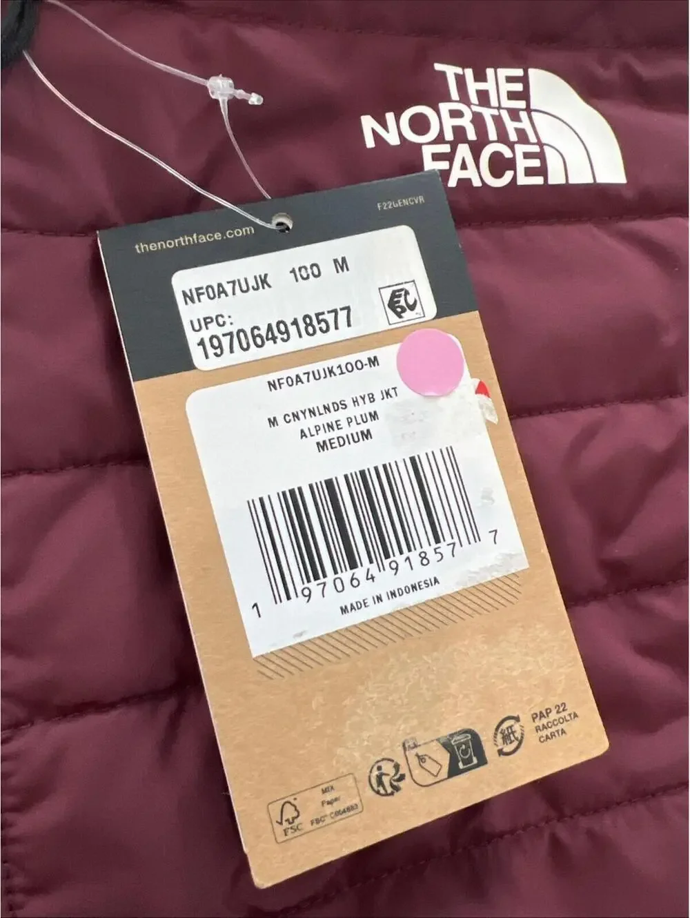 North Face Canyonlands Hybrid Puffer Jacket NWT Mens M Slim Fit Alpine Plum